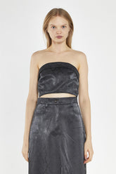 Black-Snake Pu Bandeau Crop-Top